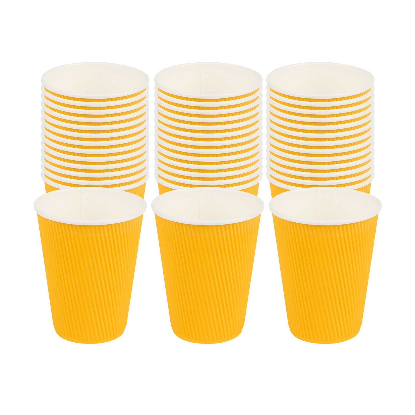 Restpresso 12 oz Yellow Paper Coffee Cup - Ripple Wall - 3 1/2" x 3 1/2" x 4 1/4" - 500 count box