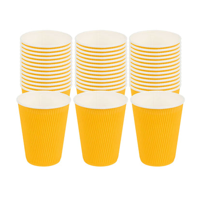 Restpresso 12 oz Yellow Paper Coffee Cup - Ripple Wall - 3 1/2" x 3 1/2" x 4 1/4" - 500 count box