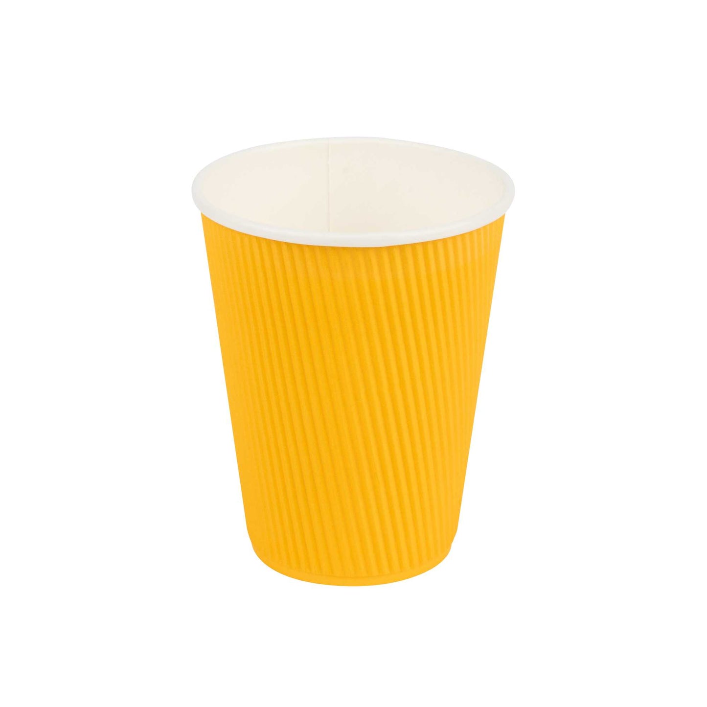 Restpresso 12 oz Yellow Paper Coffee Cup - Ripple Wall - 3 1/2" x 3 1/2" x 4 1/4" - 25 count box