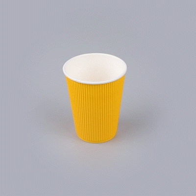 Restpresso 12 oz Yellow Paper Coffee Cup - Ripple Wall - 3 1/2" x 3 1/2" x 4 1/4" - 500 count box