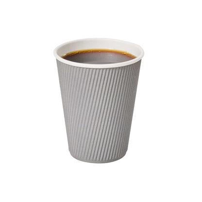 Restpresso 12 oz Gray Paper Coffee Cup - Ripple Wall - 3 1/2" x 3 1/2" x 4 1/4" - 500 count box