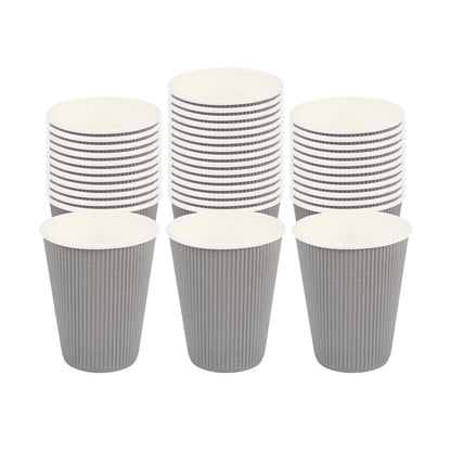 Restpresso 12 oz Gray Paper Coffee Cup - Ripple Wall - 3 1/2" x 3 1/2" x 4 1/4" - 500 count box