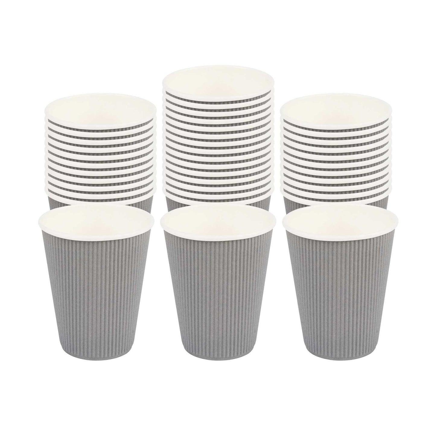Restpresso 12 oz Gray Paper Coffee Cup - Ripple Wall - 3 1/2" x 3 1/2" x 4 1/4" - 25 count box