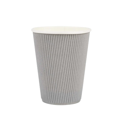 Restpresso 12 oz Gray Paper Coffee Cup - Ripple Wall - 3 1/2" x 3 1/2" x 4 1/4" - 25 count box