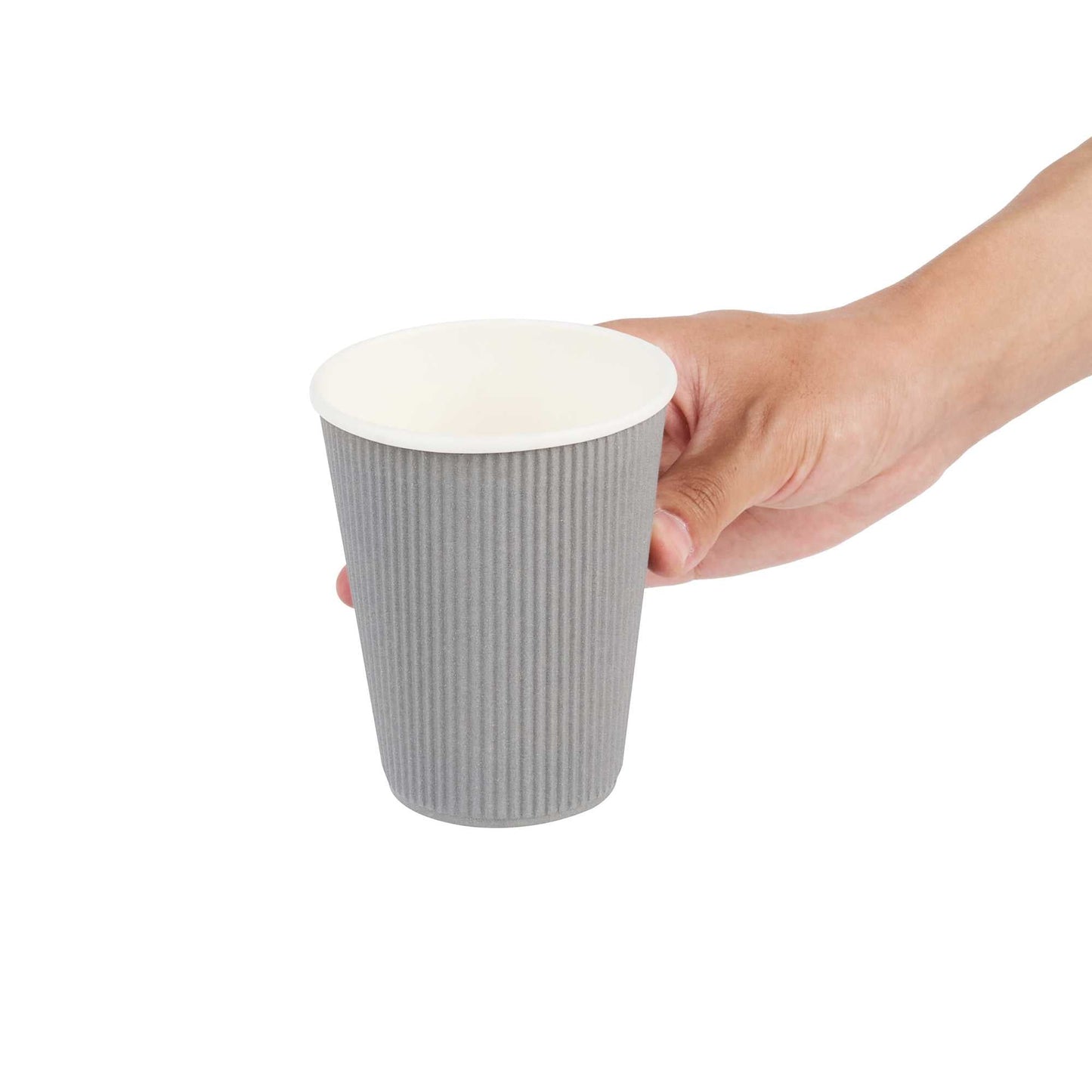Restpresso 12 oz Gray Paper Coffee Cup - Ripple Wall - 3 1/2" x 3 1/2" x 4 1/4" - 500 count box