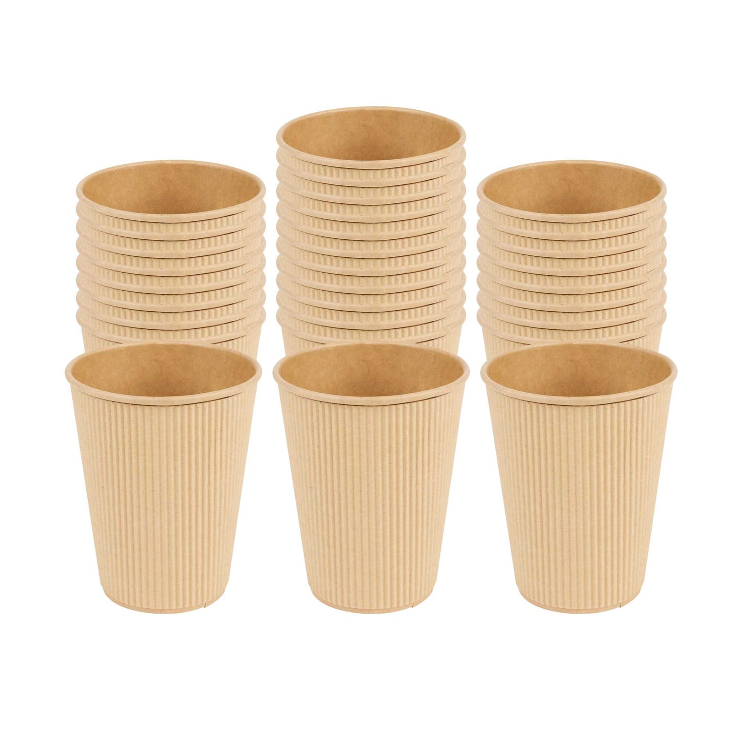 Restpresso 12 oz Kraft Paper Coffee Cup - Ripple Wall - 3 1/2" x 3 1/2" x 4 1/4" - 25 count box