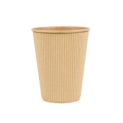 Restpresso 12 oz Kraft Paper Coffee Cup - Ripple Wall - 3 1/2" x 3 1/2" x 4 1/4" - 25 count box