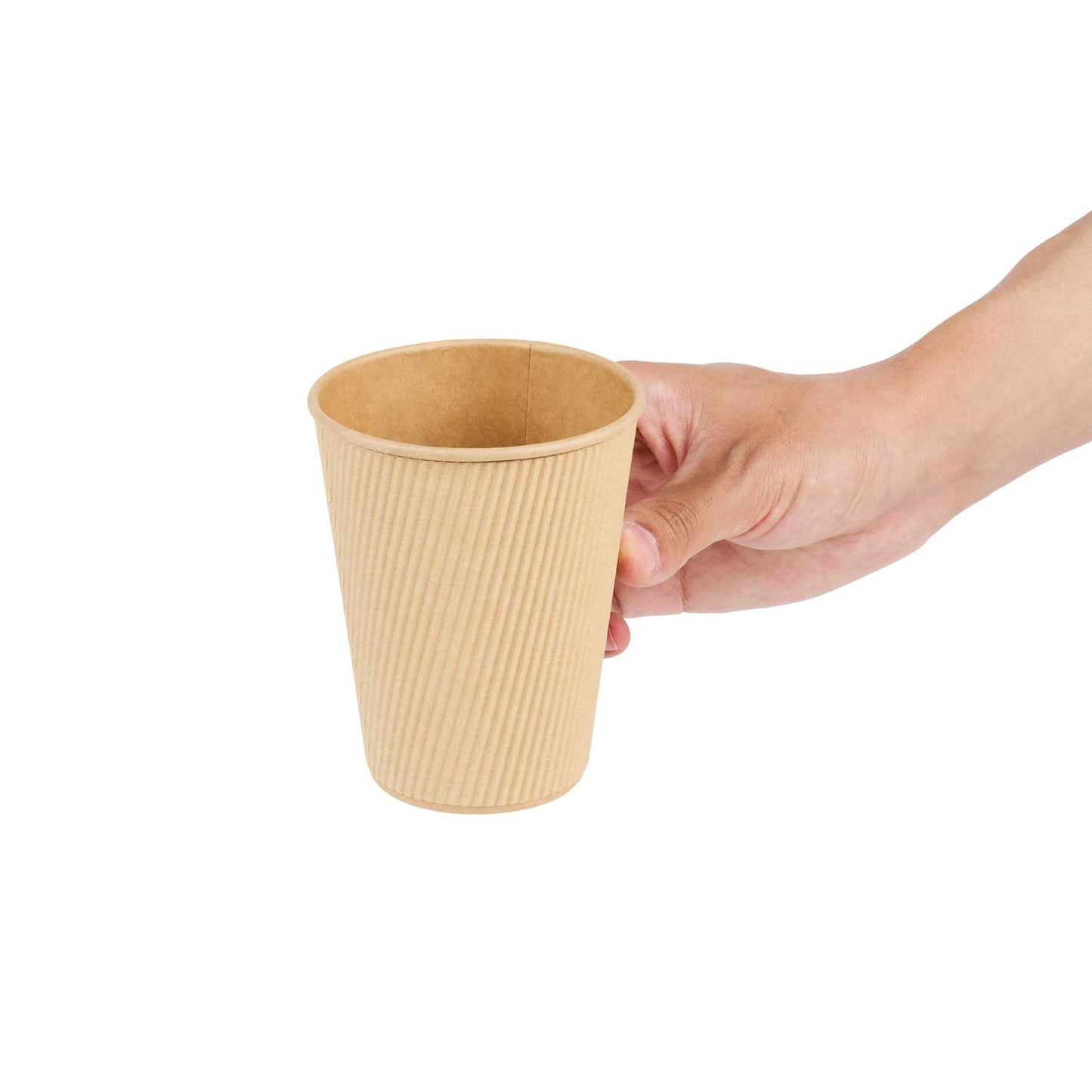 Restpresso 12 oz Kraft Paper Coffee Cup - Ripple Wall - 3 1/2" x 3 1/2" x 4 1/4" - 500 count box