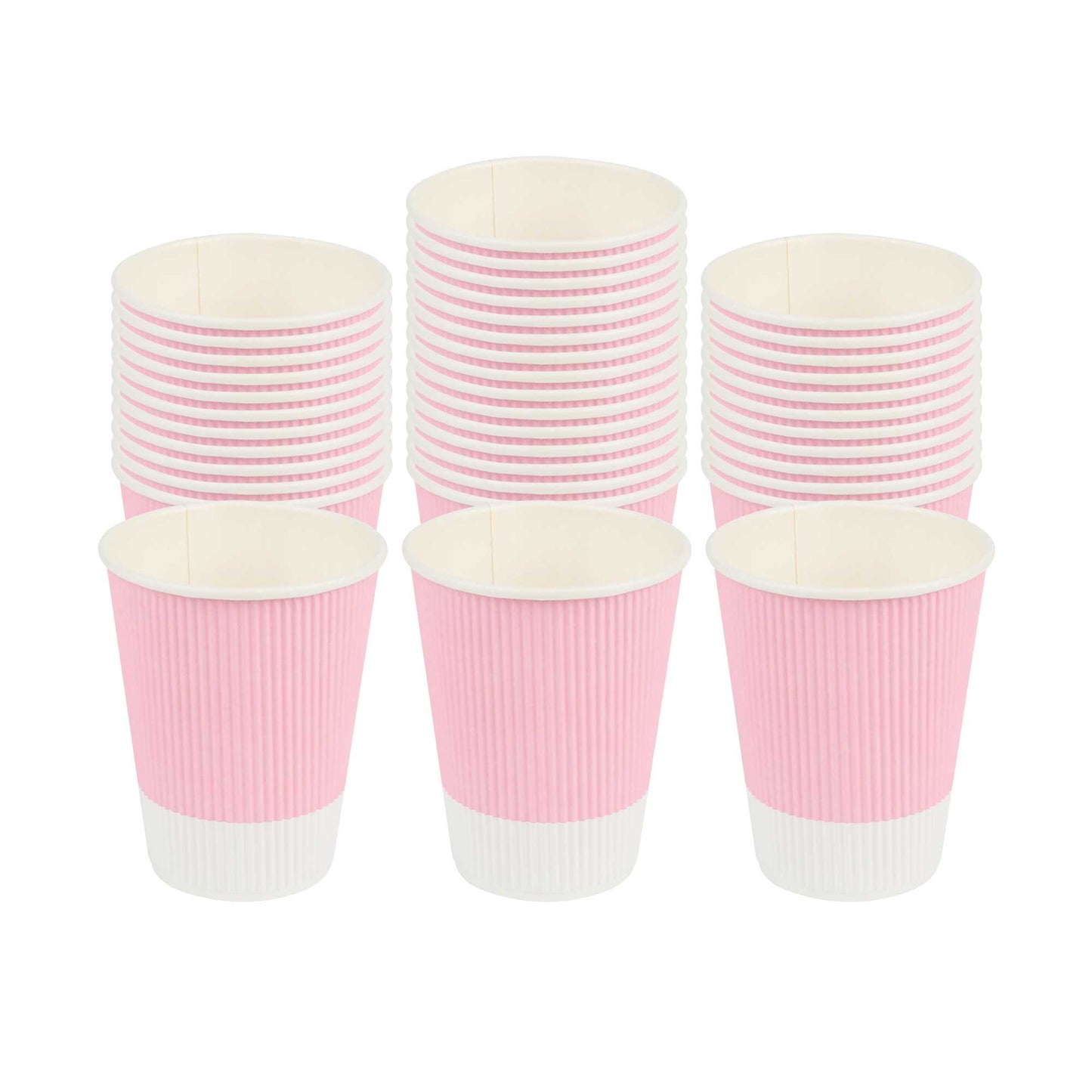 Restpresso 12 oz Light Pink Paper Coffee Cup - Ripple Wall - 3 1/2" x 3 1/2" x 4 1/4" - 25 count box