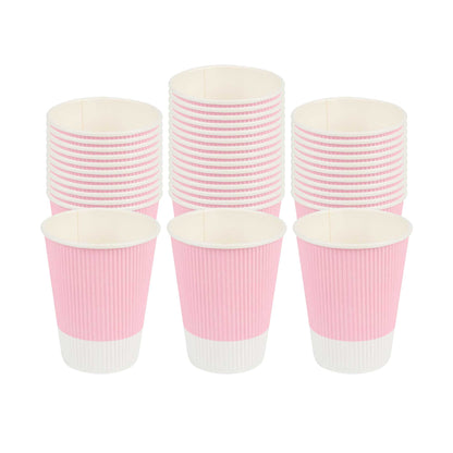 Restpresso 12 oz Light Pink Paper Coffee Cup - Ripple Wall - 3 1/2" x 3 1/2" x 4 1/4" - 25 count box