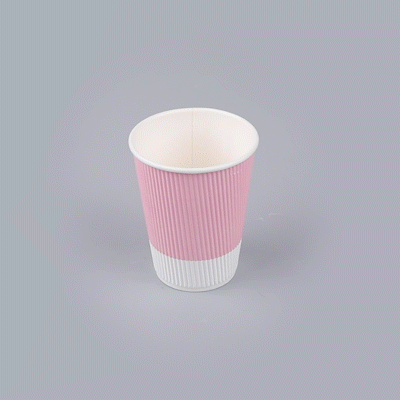 Restpresso 12 oz Light Pink Paper Coffee Cup - Ripple Wall - 3 1/2" x 3 1/2" x 4 1/4" - 25 count box