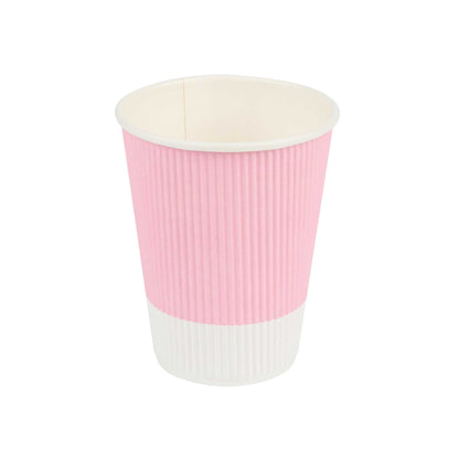 Restpresso 12 oz Light Pink Paper Coffee Cup - Ripple Wall - 3 1/2" x 3 1/2" x 4 1/4" - 25 count box