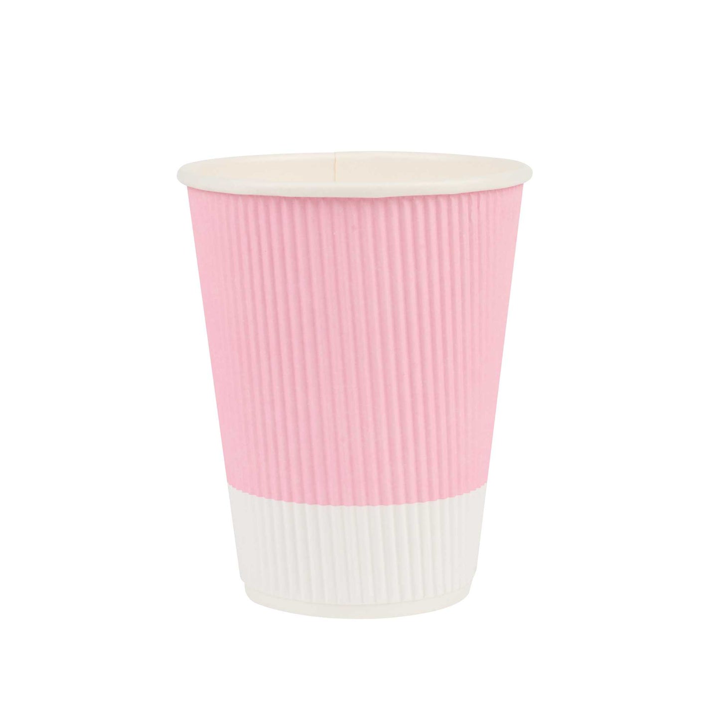 Restpresso 12 oz Light Pink Paper Coffee Cup - Ripple Wall - 3 1/2" x 3 1/2" x 4 1/4" - 25 count box