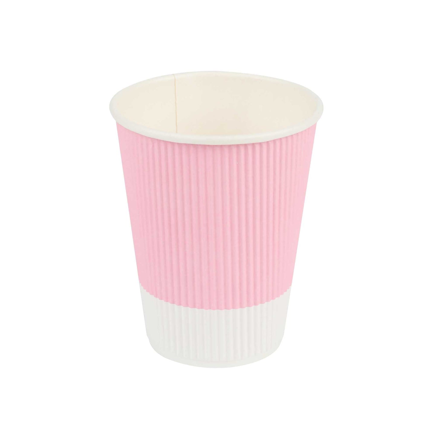Restpresso 12 oz Light Pink Paper Coffee Cup - Ripple Wall - 3 1/2" x 3 1/2" x 4 1/4" - 500 count box