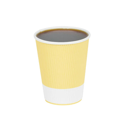 Restpresso 12 oz Light Yellow Paper Coffee Cup - Ripple Wall - 3 1/2" x 3 1/2" x 4 1/4" - 500 count box
