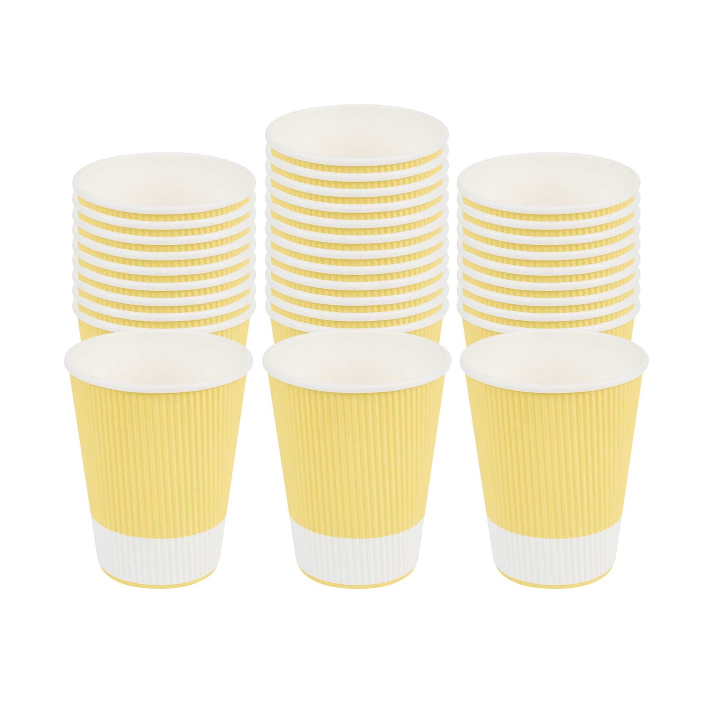 Restpresso 12 oz Light Yellow Paper Coffee Cup - Ripple Wall - 3 1/2" x 3 1/2" x 4 1/4" - 500 count box