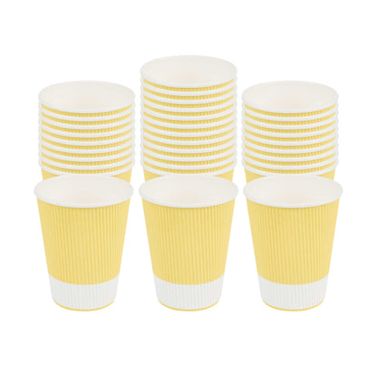 Restpresso 12 oz Light Yellow Paper Coffee Cup - Ripple Wall - 3 1/2" x 3 1/2" x 4 1/4" - 500 count box