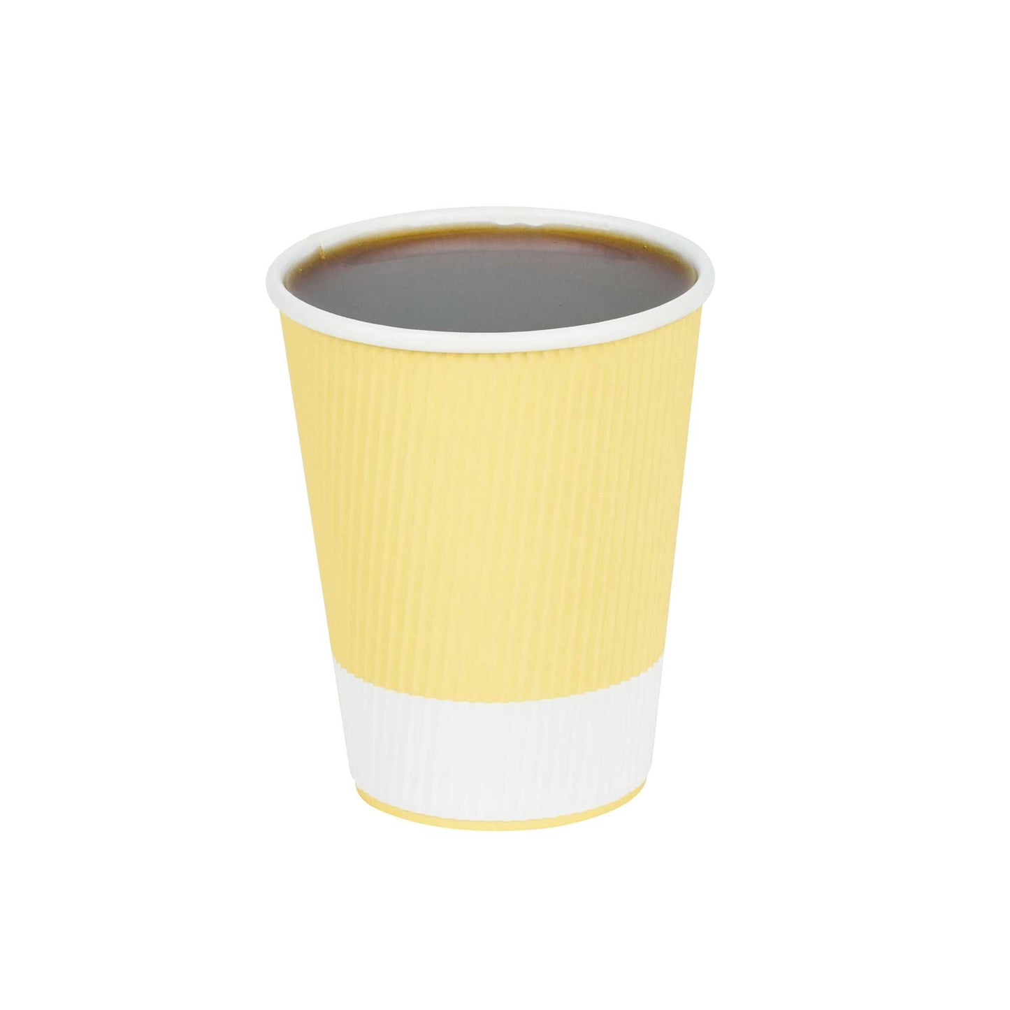 Restpresso 12 oz Light Yellow Paper Coffee Cup - Ripple Wall - 3 1/2" x 3 1/2" x 4 1/4" - 25 count box