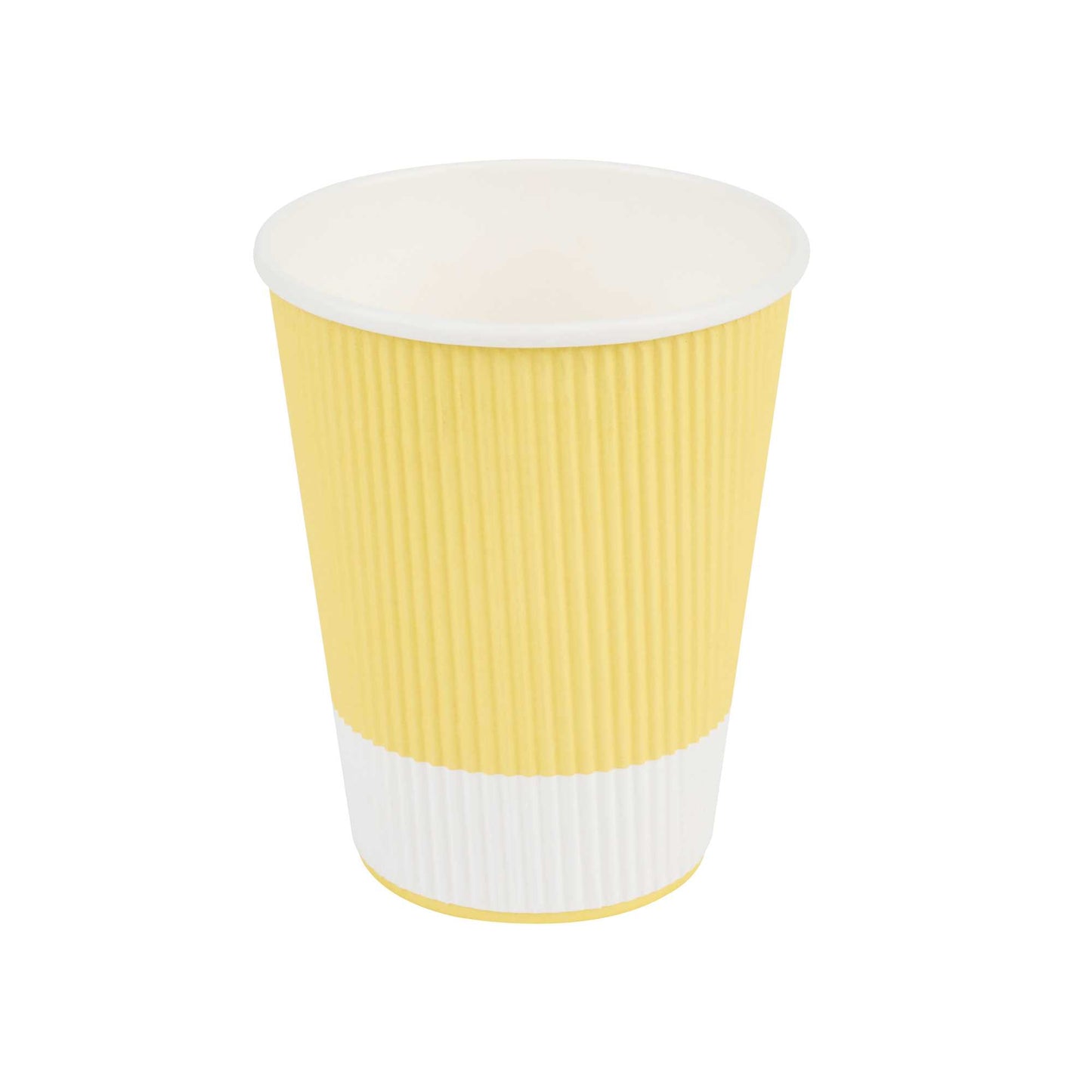 Restpresso 12 oz Light Yellow Paper Coffee Cup - Ripple Wall - 3 1/2" x 3 1/2" x 4 1/4" - 25 count box