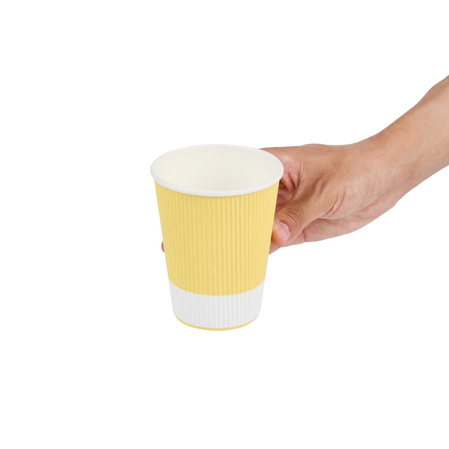 Restpresso 12 oz Light Yellow Paper Coffee Cup - Ripple Wall - 3 1/2" x 3 1/2" x 4 1/4" - 500 count box