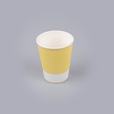Restpresso 12 oz Light Yellow Paper Coffee Cup - Ripple Wall - 3 1/2" x 3 1/2" x 4 1/4" - 500 count box