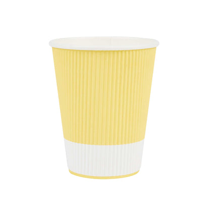 Restpresso 12 oz Light Yellow Paper Coffee Cup - Ripple Wall - 3 1/2" x 3 1/2" x 4 1/4" - 500 count box