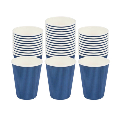 Restpresso 12 oz Midnight Blue Paper Coffee Cup - Ripple Wall - 3 1/2" x 3 1/2" x 4 1/4" - 25 count box