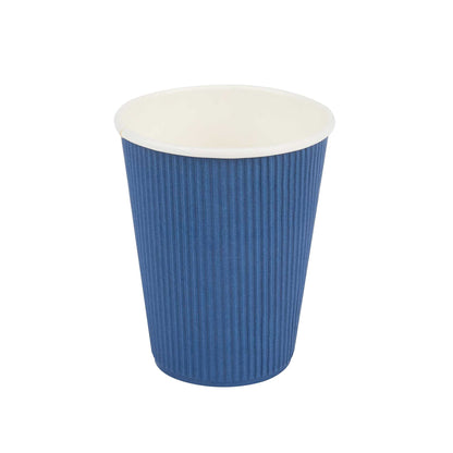 Restpresso 12 oz Midnight Blue Paper Coffee Cup - Ripple Wall - 3 1/2" x 3 1/2" x 4 1/4" - 25 count box