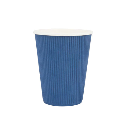 Restpresso 12 oz Midnight Blue Paper Coffee Cup - Ripple Wall - 3 1/2" x 3 1/2" x 4 1/4" - 500 count box