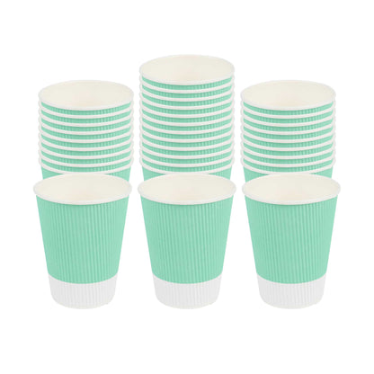 Restpresso 12 oz Light Green Paper Coffee Cup - Ripple Wall - 3 1/2" x 3 1/2" x 4 1/4" - 25 count box