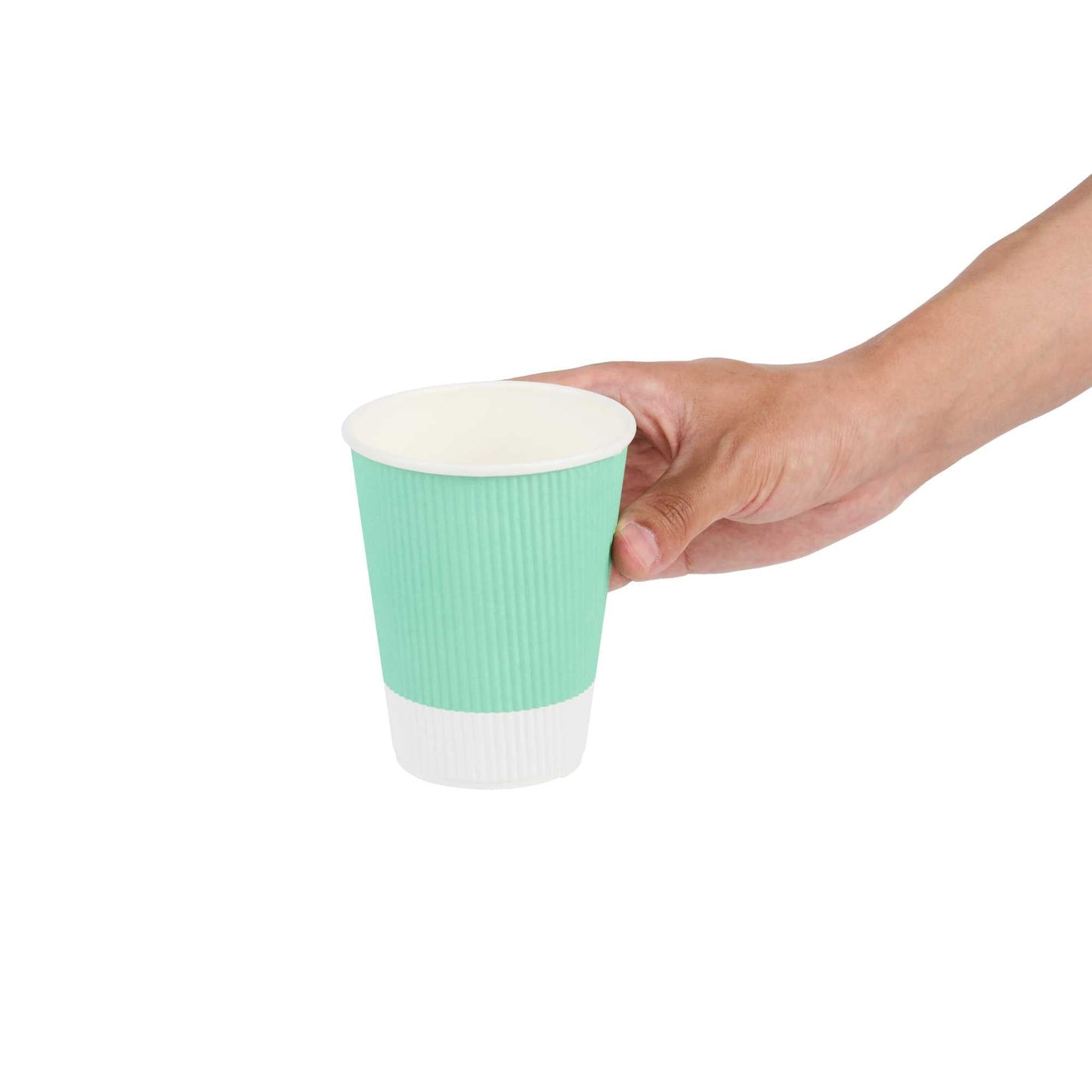 Restpresso 12 oz Light Green Paper Coffee Cup - Ripple Wall - 3 1/2" x 3 1/2" x 4 1/4" - 500 count box