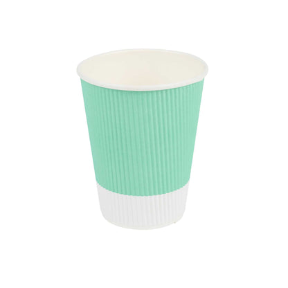 Restpresso 12 oz Light Green Paper Coffee Cup - Ripple Wall - 3 1/2" x 3 1/2" x 4 1/4" - 500 count box