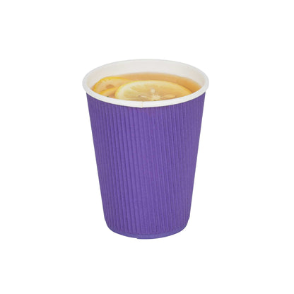 Restpresso 12 oz Royal Purple Paper Coffee Cup - Ripple Wall - 3 1/2" x 3 1/2" x 4 1/4" - 25 count box