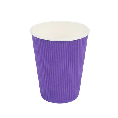 Restpresso 12 oz Royal Purple Paper Coffee Cup - Ripple Wall - 3 1/2" x 3 1/2" x 4 1/4" - 25 count box
