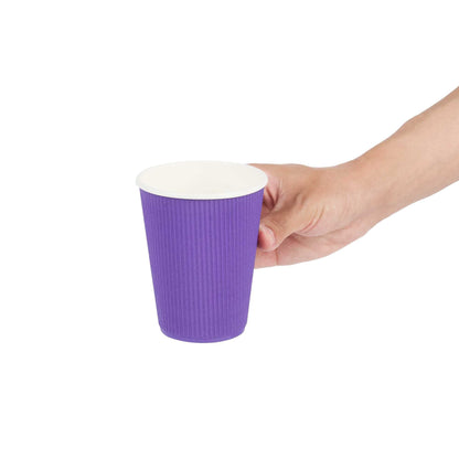 Restpresso 12 oz Royal Purple Paper Coffee Cup - Ripple Wall - 3 1/2" x 3 1/2" x 4 1/4" - 500 count box