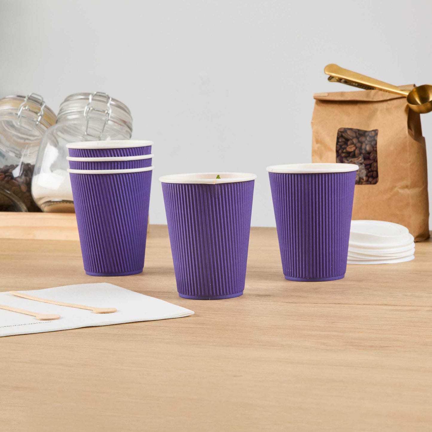 Restpresso 12 oz Royal Purple Paper Coffee Cup - Ripple Wall - 3 1/2" x 3 1/2" x 4 1/4" - 500 count box