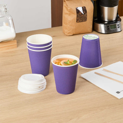 Restpresso 12 oz Royal Purple Paper Coffee Cup - Ripple Wall - 3 1/2" x 3 1/2" x 4 1/4" - 500 count box