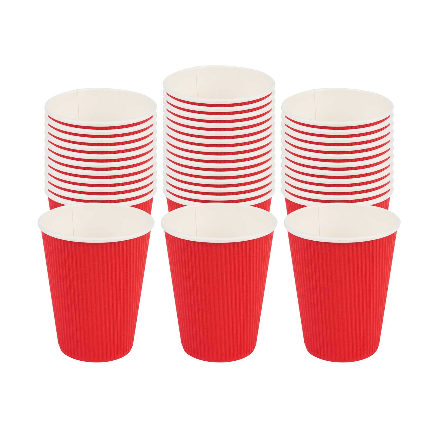 Restpresso 12 oz Red Paper Coffee Cup - Ripple Wall - 3 1/2" x 3 1/2" x 4 1/4" - 25 count box