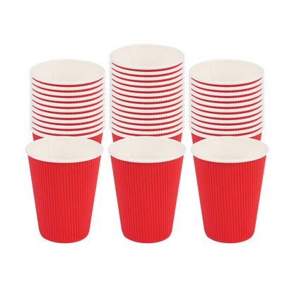 Restpresso 12 oz Red Paper Coffee Cup - Ripple Wall - 3 1/2" x 3 1/2" x 4 1/4" - 25 count box