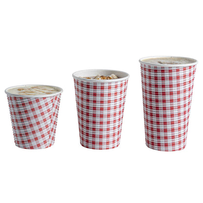 Restpresso 12 oz Picnic Print Paper Coffee Cup - Spiral Wall - 3 1/2" x 3 1/2" x 4 1/4" - 25 count box