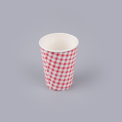Restpresso 12 oz Picnic Print Paper Coffee Cup - Spiral Wall - 3 1/2" x 3 1/2" x 4 1/4" - 25 count box