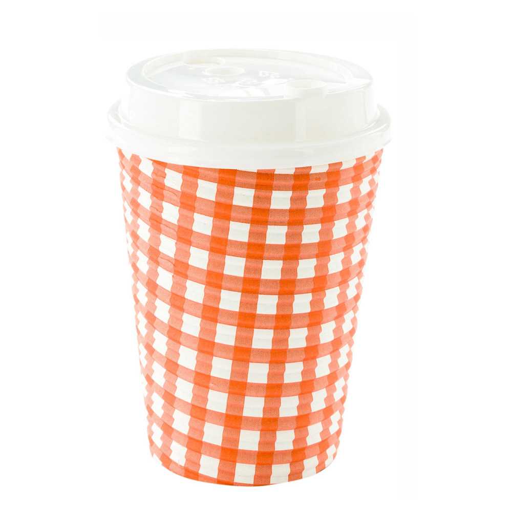 Restpresso 12 oz Picnic Print Paper Coffee Cup - Spiral Wall - 3 1/2" x 3 1/2" x 4 1/4" - 25 count box