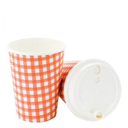 Restpresso 12 oz Picnic Print Paper Coffee Cup - Spiral Wall - 3 1/2" x 3 1/2" x 4 1/4" - 25 count box