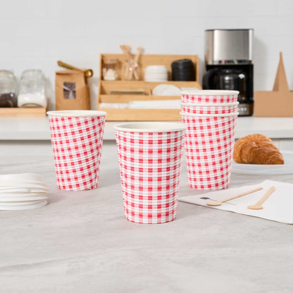 Restpresso 12 oz Picnic Print Paper Coffee Cup - Spiral Wall - 3 1/2" x 3 1/2" x 4 1/4" - 25 count box