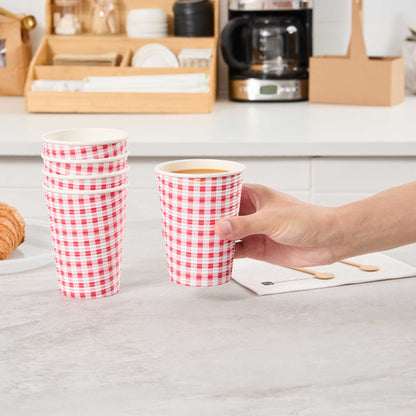 Restpresso 12 oz Picnic Print Paper Coffee Cup - Spiral Wall - 3 1/2" x 3 1/2" x 4 1/4" - 25 count box