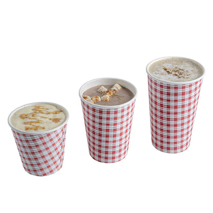 Restpresso 12 oz Picnic Print Paper Coffee Cup - Spiral Wall - 3 1/2" x 3 1/2" x 4 1/4" - 500 count box