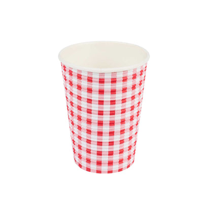 Restpresso 12 oz Picnic Print Paper Coffee Cup - Spiral Wall - 3 1/2" x 3 1/2" x 4 1/4" - 500 count box