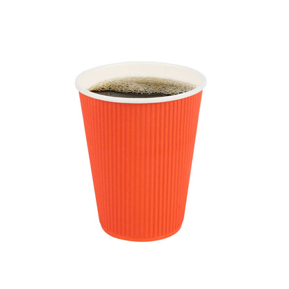 Restpresso 12 oz Tangerine Orange Paper Coffee Cup - Ripple Wall - 3 1/2" x 3 1/2" x 4 1/4" - 25 count box
