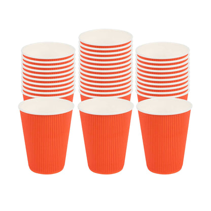 Restpresso 12 oz Tangerine Orange Paper Coffee Cup - Ripple Wall - 3 1/2" x 3 1/2" x 4 1/4" - 25 count box