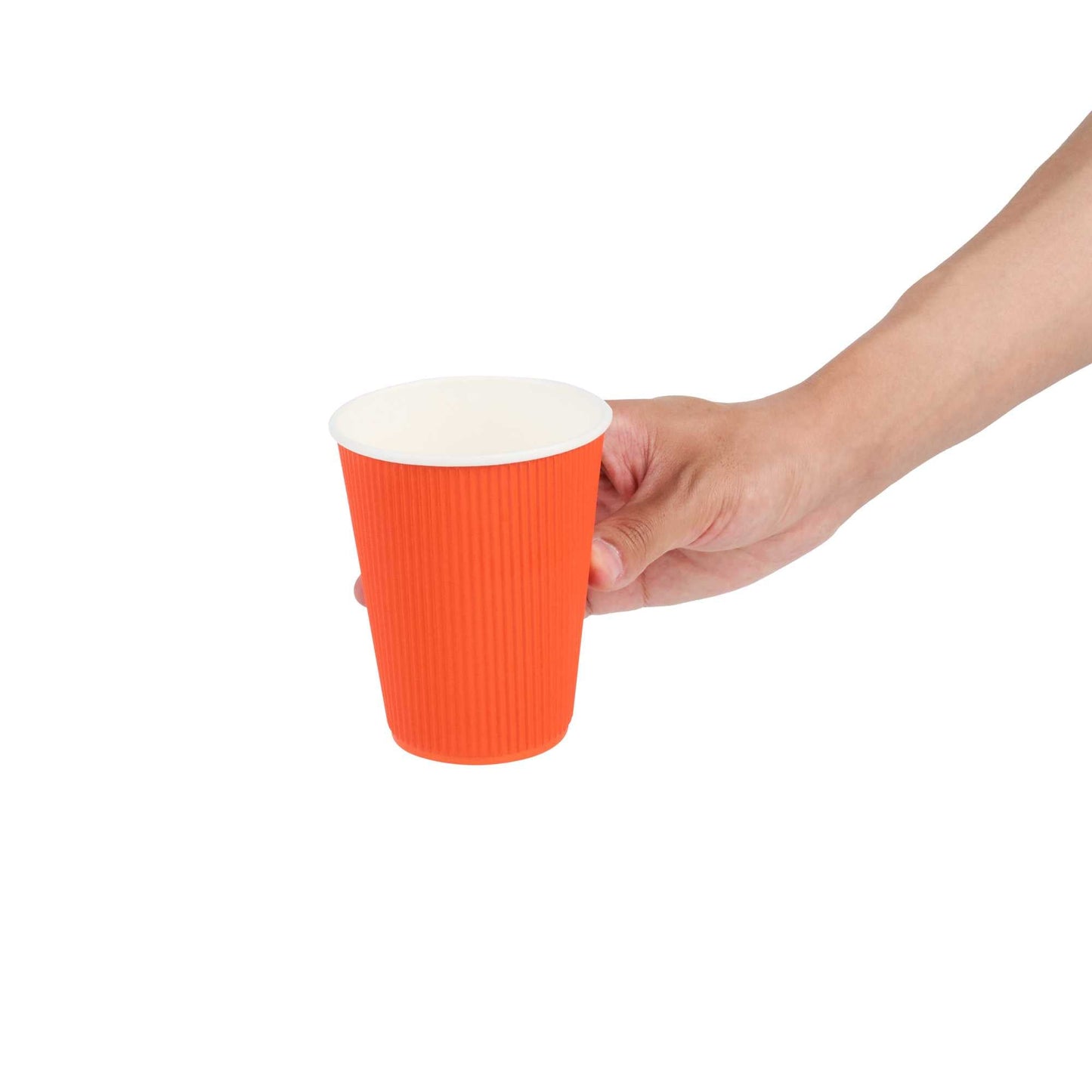 Restpresso 12 oz Tangerine Orange Paper Coffee Cup - Ripple Wall - 3 1/2" x 3 1/2" x 4 1/4" - 25 count box